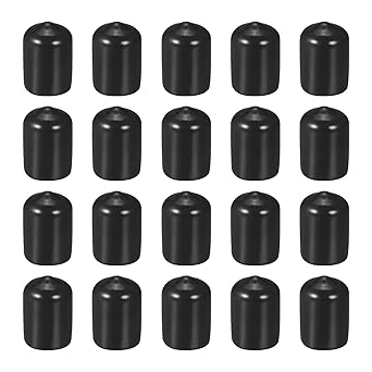 DMiotech 20 Pack 1/2" ID Black Screw Thread Protectors Rubber End Caps Bolt Covers for Screw Bolt Furniture Pipe