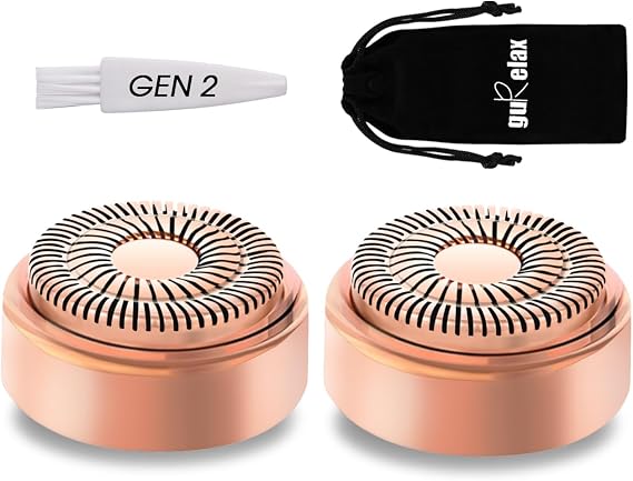 Gen 2 Replacement Heads for Facial Hair Remove, 2 Count, 18K Gold-Plated