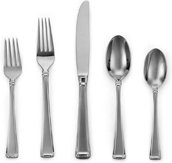 Gorham Column Frosted Stainless Flatware 5-Piece Place Setting, Service for 1, Silver -