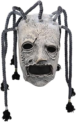 Halloween Mask with Long Hair Braid, Scary Knot Rope Mask Full Face Latex Mask Halloween Cosplay Costume Props