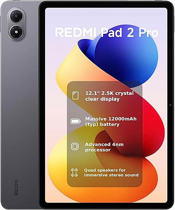 XIAOMI REDMI 2 Pro+Pen, 6+128GB Graphite Gray 12.1" 2.5K Display 12000mAh | 120Hz Refresh rate, Snapdragon 7s Gen 4 Mobile Platform, Quad speakers supports Dolby Atmos, 4nm Processor, Eye-care Dispay