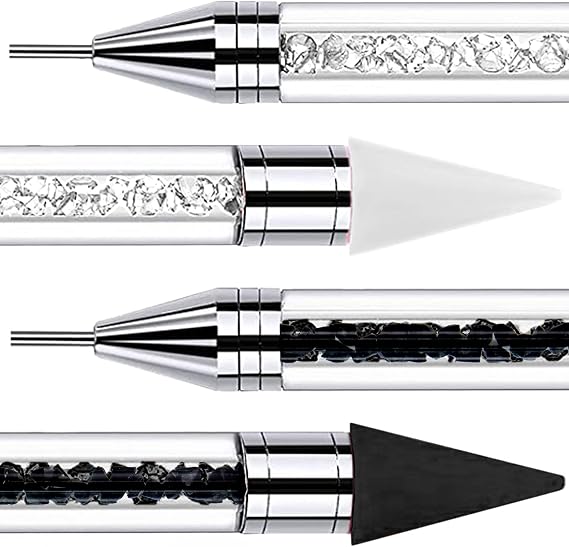 2 CS Diamond Art Pens No Wax Needed, Self-Stick Drill Pens for DIY Crafts, Cross-Stitch, Nail Art (White+black)