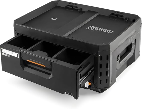 ToughBuilt StackTech 1 Drawer Tool Box, Stackable Organizer, 50 lb Capacity