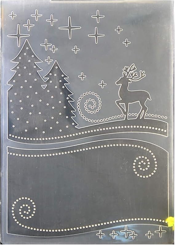 Kwan Crafts Merry Christmas Deer Tree Plastic Embossing Folders for Card Making Scrapbooking and Other Paper Crafts, 12.5x17.7cm