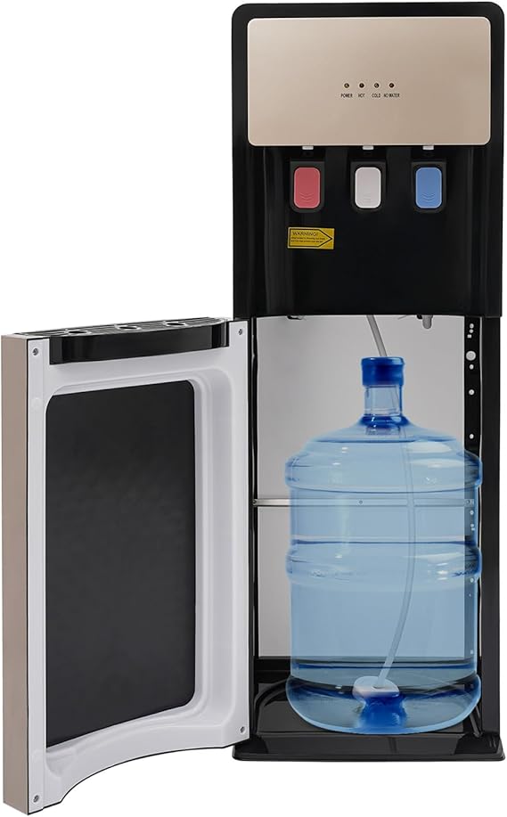 Bottom Loading Water Cooler, 5 Gallon Freestanding Water Dispenser with 3 Temperature Settings of Hot, Cold, Room Water for Home Office Durable (Champagne Gold)