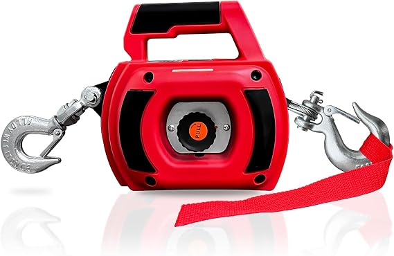 750LBS Portable Drill Powered Winch w/40FT Alloy Steel Cable(Red)