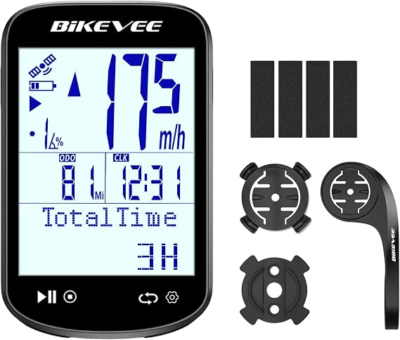 Wireless Bike Computer GPS Bundle, Speedometer & Odometer, Auto Backlight & Auto Stop, IPX7 Waterproof, 2.6" LCD Display