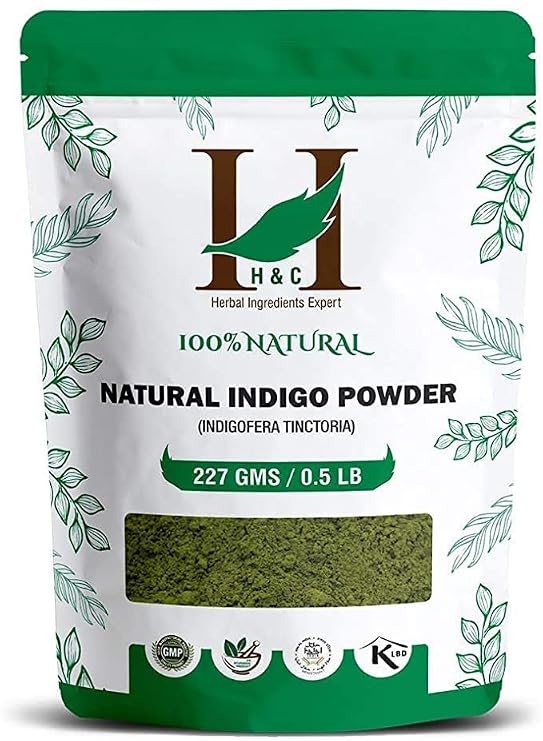 H&C Herbal Ingredients Expert Natural Indigo (Indigofera Tinctoria) Powder for Hair Black (227g / 0.5 LB / 08 oz)