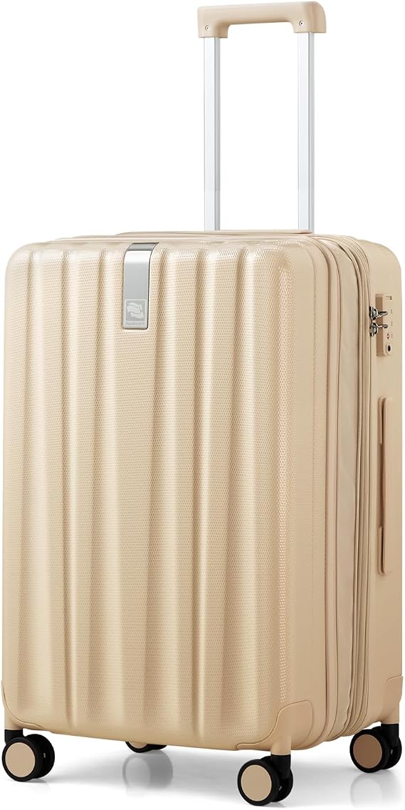 Hanke 24 Inch Expandable Medium Checked Luggage with 8 Spinner Wheels