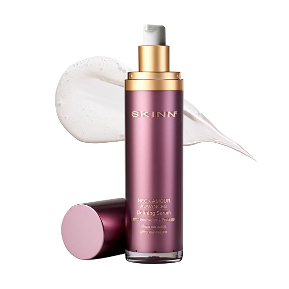 SKINN Neck Amour Defining Serum - Lift and Firms Skin | Anti-Aging Neck Firming + Tightening Treatment Enriched with Rice Protein for Heaviness Under Chin/Double Chin
