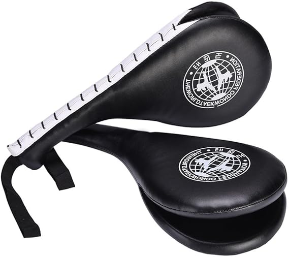 1 Pair Taekwondo Double Pads for Tae Kwon Do Karate Kickboxing Training TKD Kicking Pad Practice Target Training Double Face Foot Pad Martial Arts Equipment Sporting Goods Paddle