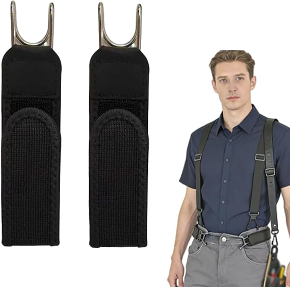 Metal Hook Elastic Belt, Unisex Buckle-Less Elastic Invisible Waist Belt Closure,Adjustable Heavy-Duty Stretch Waist, For Work, Outdoor, Daily Use(2pcs Black)