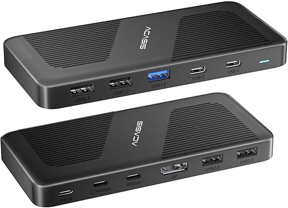 ACASIS 40Gbps Dock - with DP Port, PD 100W, 40Gb/s, USB C/A, Laptop Docking Station Dual Monitor Single 8K or Dual 6K Display for Windows and Mac, Compatible with USB4