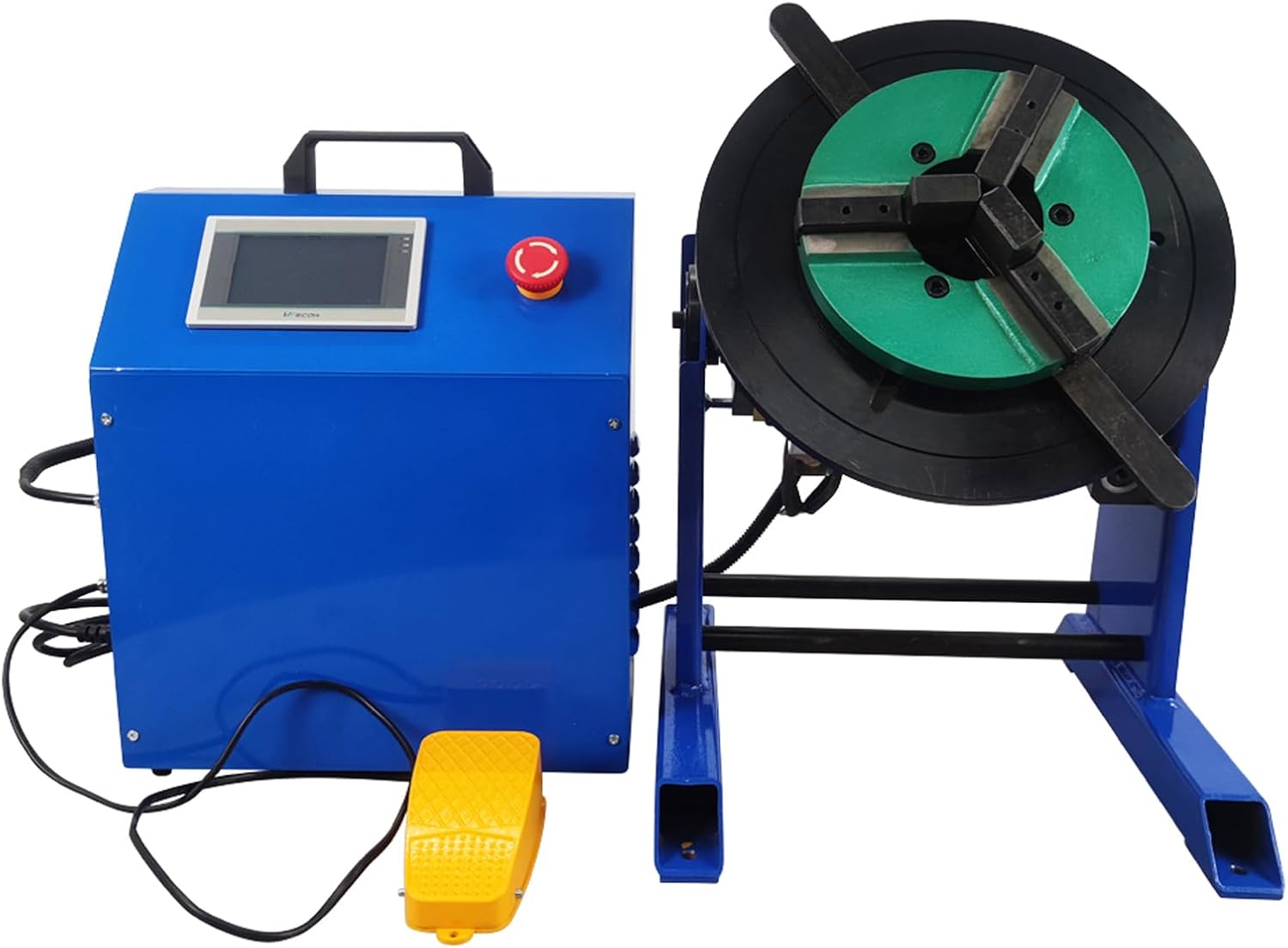 Rotary Welding Positioner Turntable Table, 0-90° Heavy Duty Welding Positioner Manual Tilt Welding Table PLC Controller with 200mm Chuck 110V 50KG