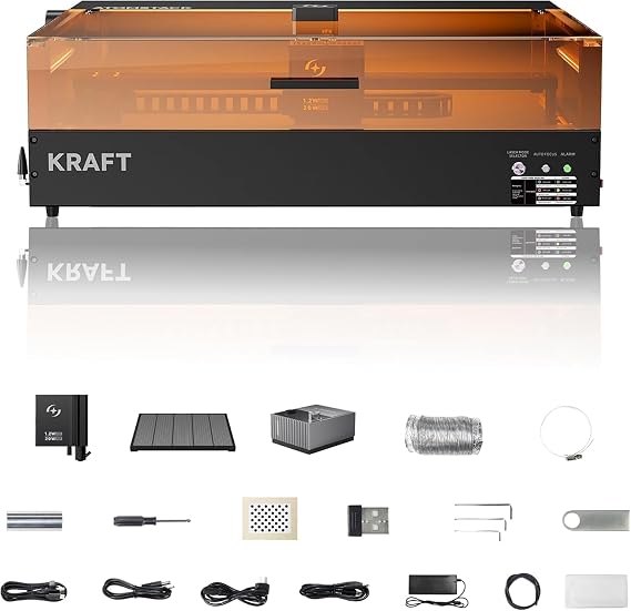 ATOMSTACK Kraft Laser Cutter and Laser Engraver Machine with Enclosure - 40 W Diode - Engrave Wood, Metal, Jewelry, Cardboard, Leather, Stone, Cups, Acrylic - Air Assist