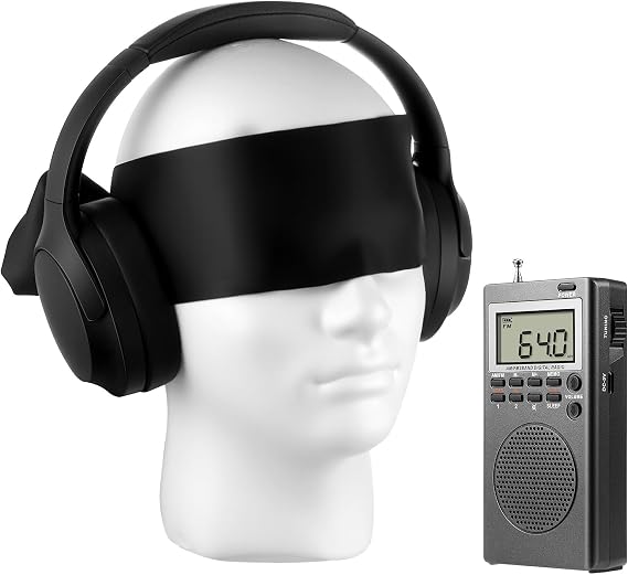 Dunzy 3 Pcs Ghost Hunting Equipment Starter Kit with Ghost Box Headphones and Blindfold Paranormal Investigation Hunting Device for Home Office Outdoor