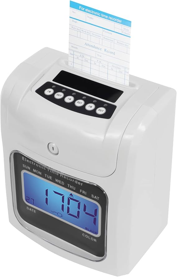 Time Clock Punch Machine, Time Clocks for Small Business with 50 Time Cards 1 Security Key Up to 50 Employees, Punch Time Clock Machine with LCD Display for Home Office