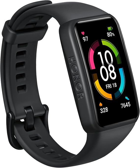 Honor HONOR Band 6, Model ARG-B39, 1.47 Inch AMOLED Display, Long Battery Life, 247 Heart Rate Monitoring, Sleep Tracking, International Version, Black, METEORITE BLACK