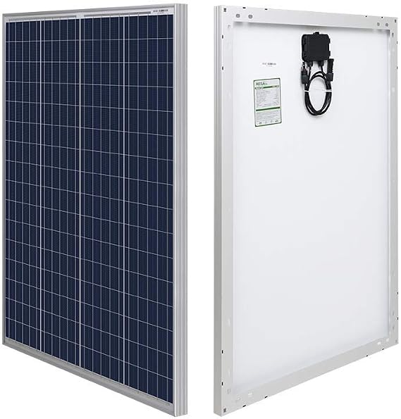 HQST 100 Watt 12 Volt Polycrystalline Solar Panel with Solar Connectors High Efficiency Module PV Power for Battery Charging Boat, Caravan, RV and Any Other Off Grid Applications