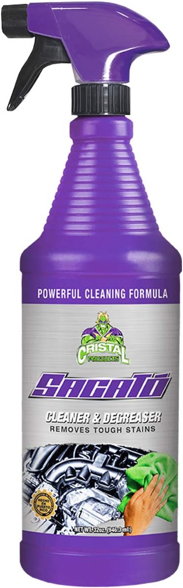 Sacato Cleaner & Degreaser (32 fl Oz) - Removes Tough Stains - Eliminates Grime and Heavy Grease - Use on All Surfaces