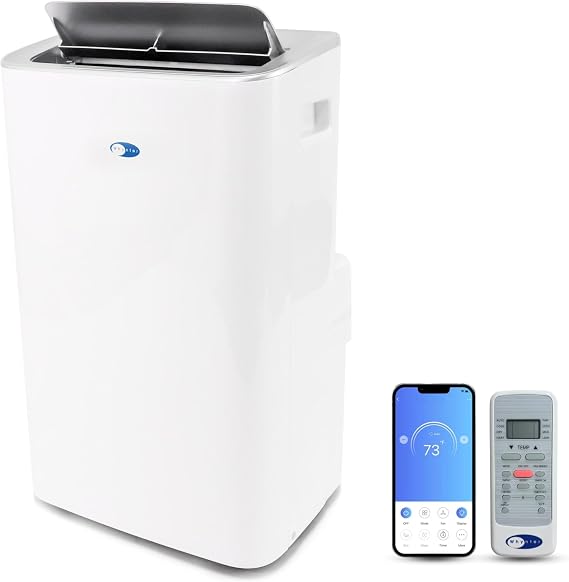 Whynter Portable Air Conditioner 12,000 BTU Smart Wi-Fi 450 SqFt ARC-0850XP | Built In Dehumidifier with Auto Drain, Cool, Dehumidify and Fan Modes, Cools and Dehumidifies Rooms with Easy Setup