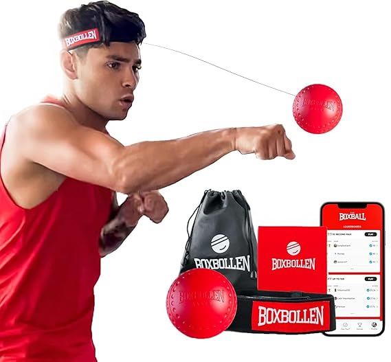 Boxbollen Boxing Reflex Ball - Celebrity-Endorsed Home Workout Game - App-Connected Punch Counter - Hand Eye Coordination Training Ball - Christmas Gift for Boxers, All Ages - Stocking Stuffer
