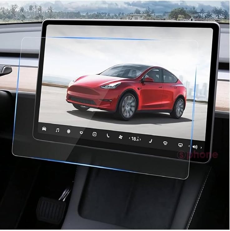 Tesla ile uyumlu Model Y 15 inç 2023 2024 Multimedya Auido Ekran Koruyucu Cam Film Çizilmez Araç Screen Protector