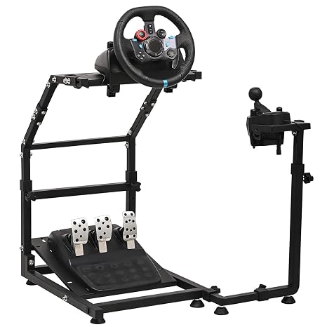 CXRCY Racing Wheel Stand, Height Adjustable & Foldable for G920 G29 G27 G25 | Foldable for compact storage. Wheel & pedals not incl. Also fits Fanatec & Thrustmaster bases. Xbox,PS4,PS5,PC.