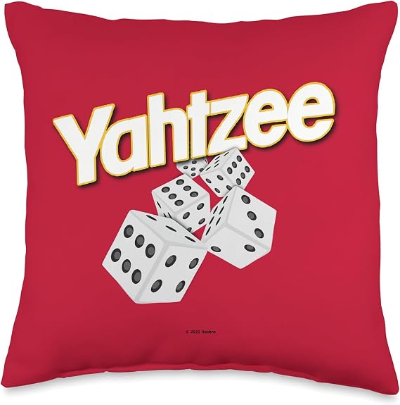 Yahtzee Logo with Rolling Dice Throw Pillow
