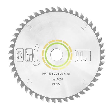 495377 491952 for festool Track Saw Blade 160mm(6 1/4"), 2.2mm, 20mm, 48T, ATB Fit for festool TS 55, TSC 55, ATF 55 E, HK 55, HKC 55 Track Saw Plunge Cut Saws