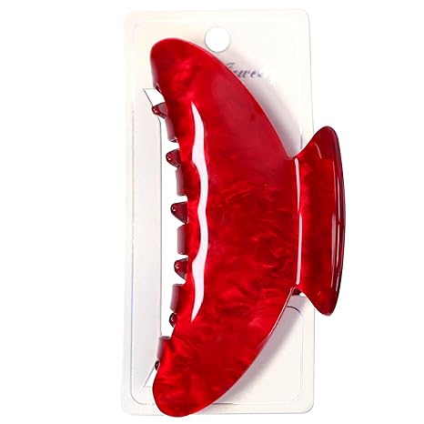 OWIIZI Durable Acetate Hair Clips for Women 10.5cm Cute Hair Claws Ponytail Hair Clip Strong Hold Acrylic Butterfly Pine Hair Accessories for Girls Long Thick Hair Red