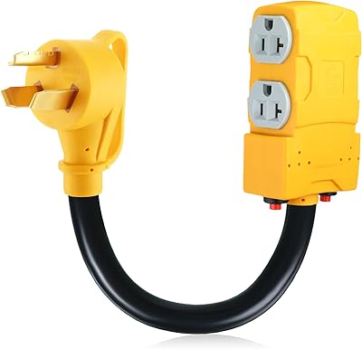 Kanayu 1.8 FT 30 to 20 Amp 110V Generator Distribution Adapter Compatible with NEMA L5-30P to NEMA 4X 5-20R/ 5-15R, 3 Prong Generator to Four Household Outlet with 20 Amp Circuit Breaker