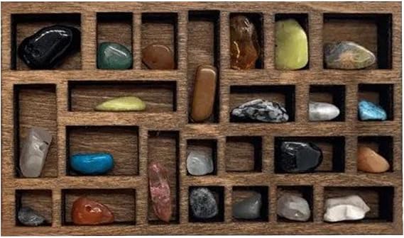 7x5cm Miniature Rustic Shadow Box Display Shelf, 25 Compartments Wood Display Shelf Floating Shelf, Farmhouse Decor Display Case, Space-Sav-ing Wooden Wall-Mounted Display Shelves