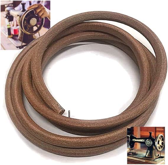 SEWTCO Real Leather Sewing Machine Belt - 71" x 3/16" Treadle with Hook for Singer/Jones Machines