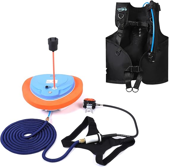 TUXING Diving Ventilator, Waterproof Portable Rechargeable Scuba Diving Tank, with Blue Z500+BCD,Diving Without Tanks,45 ft Hose & Diving Breathing Regulator