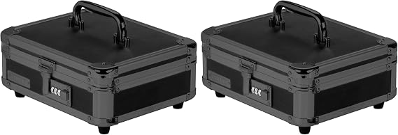 Vaultz Locking Cash Box with Bill and Coin Tray, Combination Lock, 8.5 x 4 x 10 Inches, Tactical Black (VZ00308) (Pack of 2)