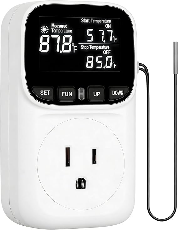 Digital Temperature Controller,15 Amp/1800 Watt Thermostat Socket Plug
