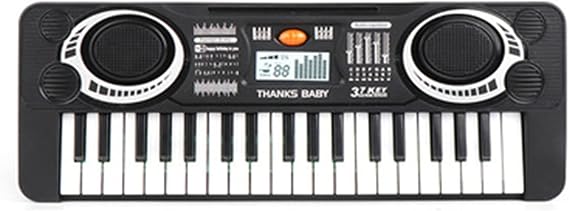 Electronic Piano, 37 Keyboard, Piano, Digital Piano Keyboard Bench, Simple Piano, Suitable for Arrangement Color : Black, Size: 13.6 x 4.9 x 1.6 inches 34.5 x 12.5 x 4 cm