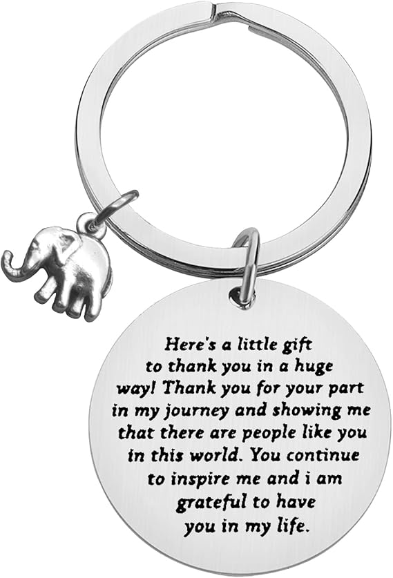 Elephant Keychain - Appreciation Gift for Coworkers, Friends, Teachers, Bosses, Nurses, Doctors, Volunteers, Colleagues, Family - Silver