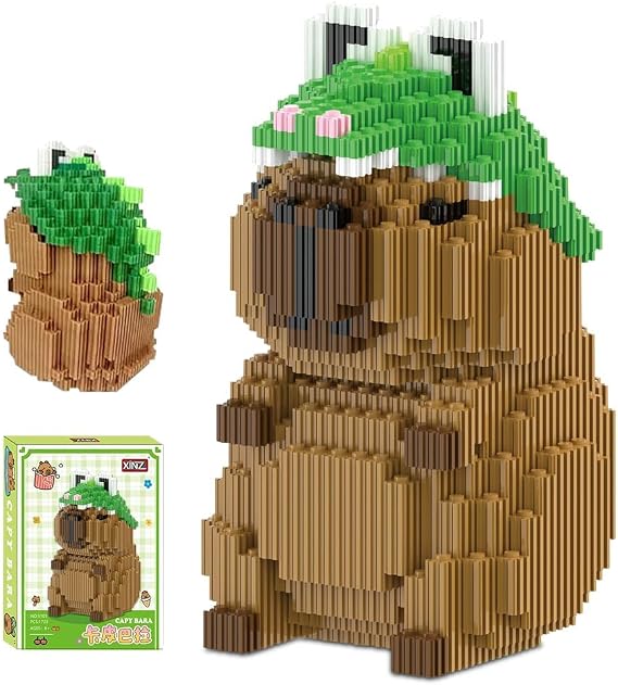 Capybara Building Blocks, 3D Puzzle Brick Toys DIY Blocks Mini Animal Buildings Block Set 3D Building Figures Ornaments Micro Construction Buildings Bricks Gifts for Birthday(17.5x11.6x10.5CM)