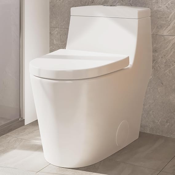 SOTOMO Oblong One Piece Toilet with Soft Close Seat 12 Inch Rough Modern Toilet for Bathroom 1.28 GPF Dual Flush, MAP 1000g, 28.4 x 15.5 x 26.6 Inch, Standard Toilet Bowl in