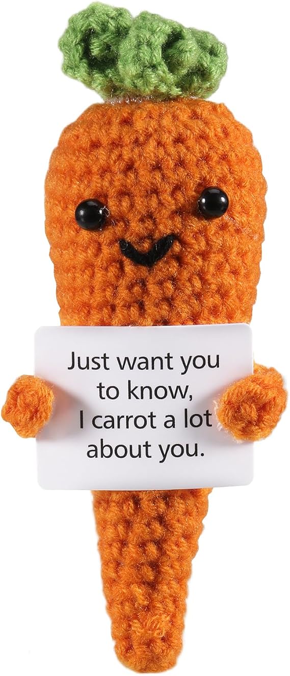 Funny Positive Fruit Carrot, 5 Inch Handmade Crochet Worry Dolls