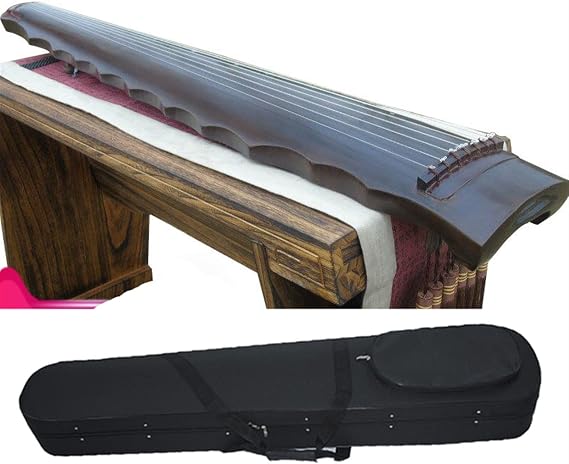 FLFL Chinese Zither Chinese Guqin Luoxia Style 7 Strings Zither Chinese Traditional Musical Instrument Guqin with Book and Tuner (Color : Guqin and Case)