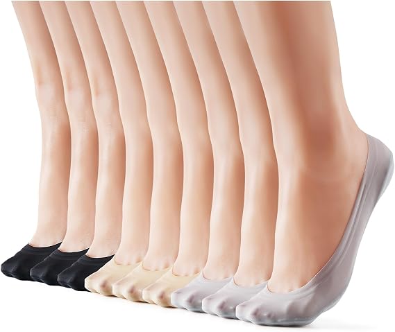 No Show Socks Women Nylon Low Non-Slip Thin Liner Socks for Flats