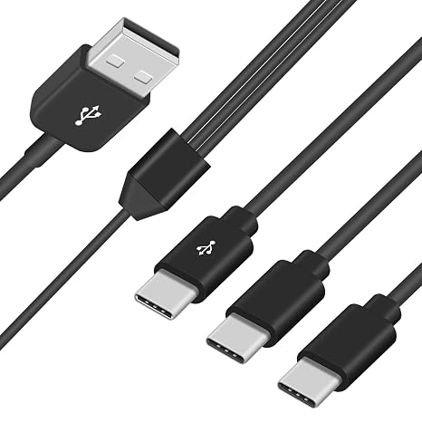 Duttek USB A to USB C Splitter Cable, USB C Splitter Multi Charging Cable, 3 in 1 USB2.0 Male to 3 USB C Male Multi USB C Cable Compatible with USB Type-C Phones, Tablets 5 Ft/1.5M (Black)