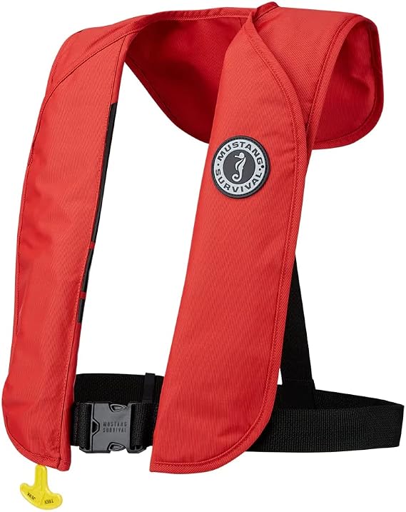 Mustang Survival MIT 70 Manual Inflatable PFD, Personal Floatation Device | Streamlined, Comfortable, Low Profile, Easy to Wear, Red