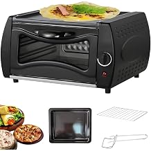 Electric Pizza Oven, 1500W Countertop Tandoor Oven with Temperature Control 50-400℃, Mini Pizza Stove with Bake Tray, Bake Rack, and Tray Handle