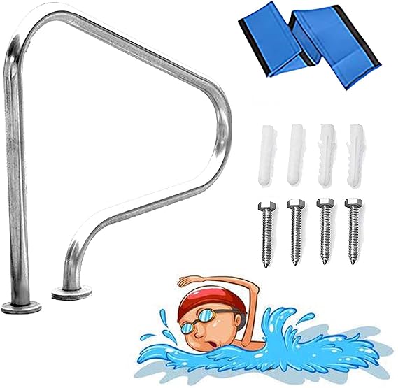 Swimming Pool Handrail Safety with armrest Cover, 304 Stainless Steel Stair Rail 31x31, High Load-Bearing