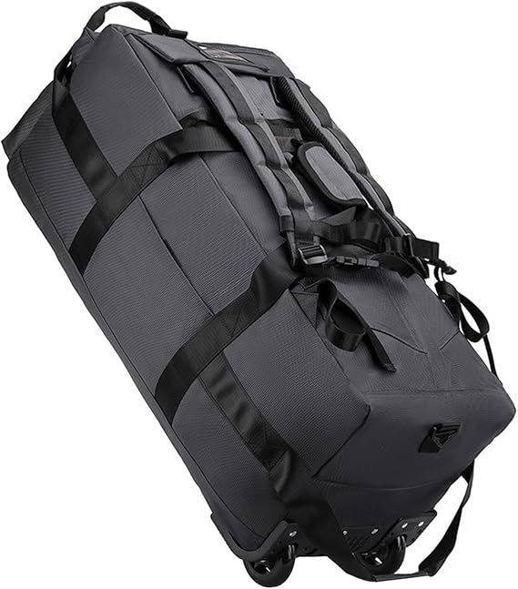 Wheeled Duffel Bag Rolling Garment Bag Large Portable Overnight Suitcase Backpack for Beach Business Trip Camping Storage Bag, Gray