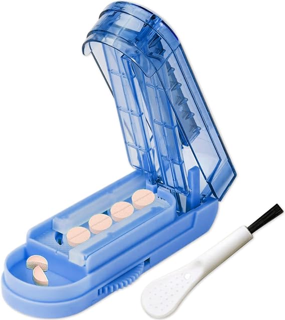 Pill Cutter - Pill Cutters for Small Or Large Pills Professional - Accurately Cuts Multiple Pills at Once - Silicone Anti-Slip and Blade Guard